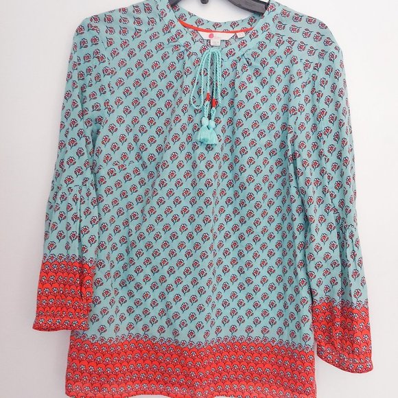 Boden Tops - BODEN Printed Tassel Tunic Blouse Size 6